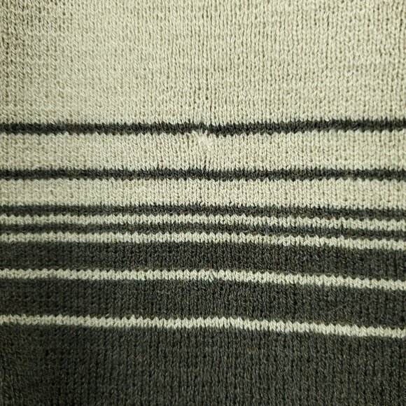 VTG 90s/2000s 100% Wool Knit Boat Neck Top PM Green/Cream/Black Stripe - Picture 15 of 16